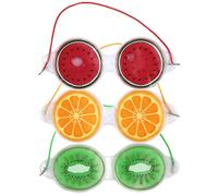 PHENOFICE 3pcs Reusable Gel Eye Pads Ice Pack for Eyes with Elastic Band Soothing Cold Compress to Swelling and Puffiness Fruit Design Patches for Home Use
