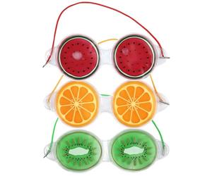 PHENOFICE 3pcs Reusable Gel Eye Pads Ice Pack for Eyes with Elastic Band Soothing Cold Compress to Swelling and Puffiness Fruit Design Patches for Home Use