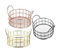 PHENOFICE 3pcs round Wire Storage Baskets with Mesh Structure, Versatile Iron Organiser Bins for Snacks and Paper Clips, Easy to Grip Modern Storage Organiser for Vanities and Living Rooms
