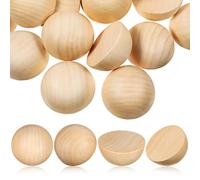 PHENOFICE 40 Pcs Half Wooden Balls Wood Beads Woodcraft Shapes Easy Painting Versatile Use Khaki Color Half Ball Shape for Small-Scale Projects and Creating Intricate Designs