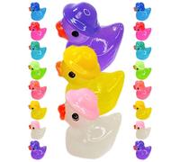 PHENOFICE 40pcs Glow in the Dark Mini Resin Duck Figurines with Hats, Small Luminous Miniature Ducks for Garden Landscape Decoration and DIY Micro Landscape House, 8 Color Mixed Set