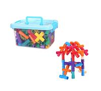 PHENOFICE 48pcs Kids Pipeline Building Blocks Set Educational Tube Puzzle Toy with Storage Box Multi-Colour Made from Premium PP Material Random Color