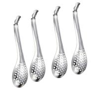 PHENOFICE 4Pcs 304 Stainless Steel Caviar Colanders and Eating Spoons Set, Multipurpose Kitchen Utensils for Home Cooking and Food Preparation