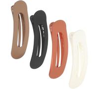 PHENOFICE 4pcs Flat Hair Clips for Women Matte Duckbill Design Stable Hold for Thick and Thin Hair Stylish Sectioning Accessories in Beige Caramel Black