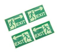 PHENOFICE 4pcs Glow the Dark Exit Stickers Self-adhesive Reflective Safety Directional Signs for Emergency Situations Indoor Use Polyethylene Reflective Film