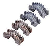 PHENOFICE 4pcs Resin Miniature Bridge Decor Set, Courtyard Style Garden Figurines for Outdoor Landscaping, Diy Bonsai Bridge Models Gray and Brown Colors for Patio and Terrarium Ornamentation