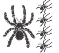 PHENOFICE 5 Pcs Spider Patch, Spider Sew on Patch, Fabric Embroidered Appliqué for Clothes and Dresses, Black, Sew on Repair Accessory, Halloween Gatherings