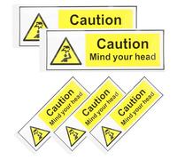 PHENOFICE 5pcs Caution Head Decals Warning Safety Signs Watch Your Head Stickers for Stairs and Low Ceiling Made of Strong Pp Material Versatile Use for Offices and Shops