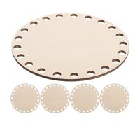 PHENOFICE 5pcs Round Wooden Basket Bottoms for Crochet and Bag Making DIY Design Hole Board for On-the-go Crafting and Basket Weaving Beige Wooden Bases