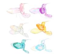 PHENOFICE 6Pcs Iridescent Acrylic Hummingbird Ornament Set Multi-Color Hanging Bird Pendants for Home Flying Birds Decor Crystal Decorations for Living Room and Garden