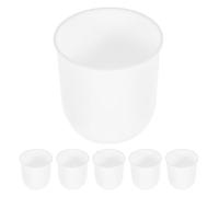 PHENOFICE 6Pcs Plastic Toilet Bowl Brush and Holder Set with Round Base - Toilet Cleaning Brush Stand for Bathroom Essentials, Compact Storage Container for Restrooms, White 86X100Mm
