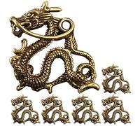 PHENOFICE 6pcs Pure Brass Chinese Dragon Keychain Pendant Set 3d Long Whisker Design, DIY Keyring Hanging Decor for Car, Bag, Jewelry Making Crafts