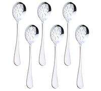 PHENOFICE 6pcs Small Stainless Steel Slotted Spoons for Kitchen Use with Ergonomic Handle, Filter Soup and Salad Easily, Simple Appearance and Easy to Store Kitchen Utensils