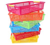 PHENOFICE 6Pcs Stackable Paper Trays Pencil Pots and Paper Baskets in Assorted Colours with Space-Saving PP Material Design for Classroom Turn in Tray and School Supplies Organisation