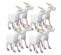 PHENOFICE 8pcs Simulated Aries Model Cute Sheep Statue Mini Goat Figurines Farm Animal Figure Goat Cake Toppers Miniature Sheep Mini Animal Sculpture Sheep Garden Statue Goat Craft White Pvc