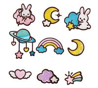 PHENOFICE 9pcs Cartoon Embroidery Patch DIY Decorative Iron Patch Wear-Resistant for Clothes Jeans Hat Planet Embroidery