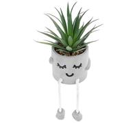 PHENOFICE Artificial Succulent Plant with Cute Facial Expression in Hanging Potted Decor Realistic Simulation Bonsai for Home Office Bathroom Decoration Vivid Green Leaves Low Maintenance