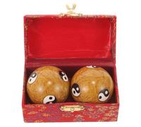 PHENOFICE Baoding Metal Hand Exercise Rolling Balls 47mm Fitness Massage Balls for Hand Therapy and Stress Relief, 2pcs Gold Palm Acupressure Massage Tools for Adults Random Color