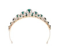 PHENOFICE Baroque Green Rhinestone Crown Tiara Headband Bridal Shower Crown Wedding Headpiece for Bride Bachelorette Party Hair Accessories
