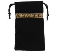 PHENOFICE Black Velour Tarot Card Storage Bag with Ergonomic Drawstring Design Portable Tarot Cards Holder and Dice Pouch for Organising