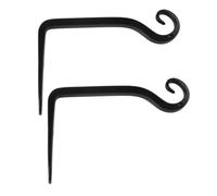 PHENOFICE Bracket Upturned Black Plant Hanging Smooth with Iron 2pcs Finish Forged Curved Hooks Heavy-Duty Wall Holiday and for Garden and Hallways, Basket Hooks for Lanterns