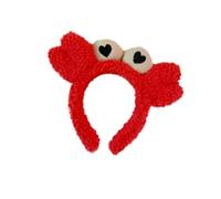 PHENOFICE Creative Big Eye Crab Plush Headband Lightweight and Comfortable Hair Accessory in Red for Photo Props and Party Wear