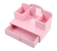 PHENOFICE Doll Dressing Table Furniture Dollhouse Desk Wooden Makeup Vanity Miniature Dollhouse Dresser Make up Table Mini Vanity Pink