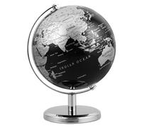 PHENOFICE Elegant Vintage Antique Desk Globe Rotating Decorative Desktop Ornament for Home and Office European Style Black Silver English Globe for Geographical Exploration and Stylish Decor
