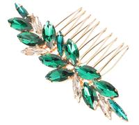 PHENOFICE Emerald Green Rhinestone Wedding Hair Comb for Brides Bridal Side Hair Accessory Glass Marquise Crystals for Wedding and Special Occasions