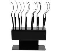 PHENOFICE Eyelash Extension Display Stand Black Plastic Lash Organizer with Curved Holders for False Lash Styles Salon Makeup Storage Tool