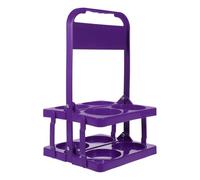 PHENOFICE Foldable Plastic Beer Bottle Carrier with Handle Space-Saving Drink Basket for Bar Home Outdoor Picnic Reusable Beverage Rack for Four Bottles Deep Purple