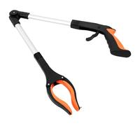 PHENOFICE Foldable Trash Pickup Tool 32" with 90 Degree Rotating Garbage Claw and Magnetic Tip 81Cm Long Handled Litter Picker for Shelf Disabled Individuals Silver Orange