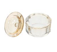 PHENOFICE Glass Dappen Dish Unique Shape with Lid Beige Acrylic Nail Tool with Delicate Finish for Nail Art Process and Home Use and Salon Supplies