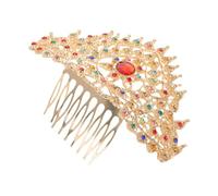 PHENOFICE Golden Rhinestone Princess Crown Comb for Comfortable Thai Bride Tiara Headdress Wedding Hair Accessories Birthday Party Hairpiece
