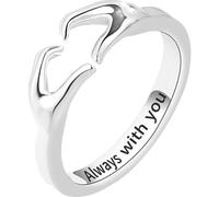 PHENOFICE Heart Open Adjustable Copper Ring for Women, Silver Flexible Couple Style Jewellery for Daily Wear, Elegant Promise Ring