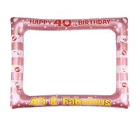PHENOFICE Inflatable Birthday Party Photo Frame Prop for Age 40, Lightweight Plastic Material, Easy to Carry Pink Photo Booth Frame for Family and Friends Birthday Party