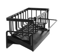 PHENOFICE Kitchen Sink Organizer Rack Nodrillar Mounting Black Plastic Sponge Holder Dish Scrubber Storage for Kitchen Sink Versatile Design