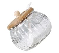 PHENOFICE Large Capacity Pumpkin Spice Jar Glass Salt Dispenser Bamboo Handle Easy Clean Kitchen Seasoning