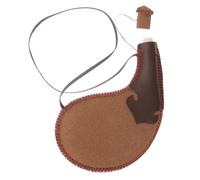 PHENOFICE Leather Water Canteen Portable Ancient Style Outdoor Water Bag Leak-Proof Bota Bag for Wine and Milk Storage Natural Color Desert Pouch