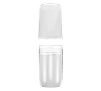 PHENOFICE Lightweight Portable Toothbrush Toothpaste Travel Case with Integrated Rinse Cup Design and Secure Dustproof Cap, White Pet Material, for Camping and Vacations
