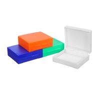 PHENOFICE Microscope Slide Storage Box Universal Fit Specimen Slides Holder for Efficient Organization Plastic with 25 Slots 4pcs for Laboratory and Histology Labs