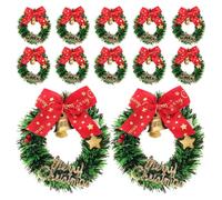 PHENOFICE Mini Christmas Wreaths Small and Cloth Wreaths Create Festive Atmosphere 12pcs with Bow and Bell Decorations, Small and Cloth Wreaths, Easy to Install with Charming Xmas for