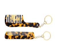 PHENOFICE Mini Styling Comb Keychain Set 2Pcs Portable Wide Tooth Acetate Combs for Men and Women Compact Hair Detangling Accessory for-The-Go Styling