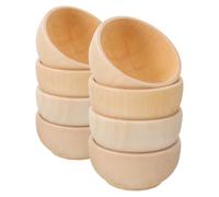 PHENOFICE Mini Wooden Bowls Set Unpainted Natural Wood Bowls 8pcs with Simple Design, for Developing Creativity for Decoration and Crafts Projects and ’s Play