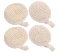 PHENOFICE Natural Loofah Exfoliating Body Scrub Sponge Pads 8x8cm Cotton-Linen Blend Bath Rags for Shower Skin Deep Cleansing Set of 4 for Men and Women