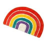 PHENOFICE Non-slip Semicircular Cartoon Rainbow Bath Mat for Bathroom and Living Room, Absorbent Polyester Floor Rug, Practical Home Decor and Playful Photography Prop