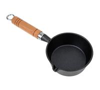 PHENOFICE Oil Heating Pot Mini Cast Iron Pan Wooden Handle for Frying Melting Butter Candy Chocolate Small Kitchen Utensil
