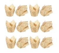 PHENOFICE Paper Baking Cups and Holiday Parties Khaki 50pcs Cupcake Liners Flower Shaped No Peculiar Smell and No Fading Cakes