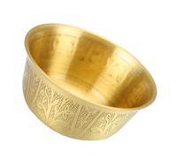 PHENOFICE Pure Copper Decorative Temple Water Offering Bowl with Carved Patterns Golden Worship Sacrifice Vessel for Home Temple Yoga Office Hotel and Restaurant