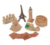 PHENOFICE Realistic Architecture Model Set 7Pcs - Miniature World Famous Buildings Sculpture Including Great Wall, Colosseum, Eiffel Tower, Pyramid - Plaything and Office Desktop Decor for